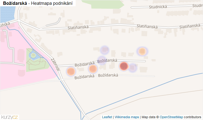 Mapa Božídarská - Firmy v ulici.