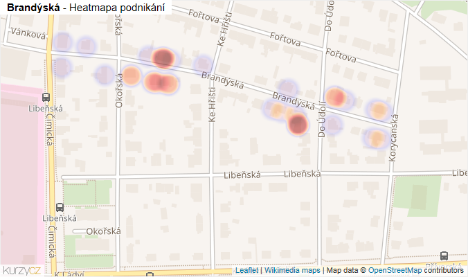 Mapa Brandýská - Firmy v ulici.