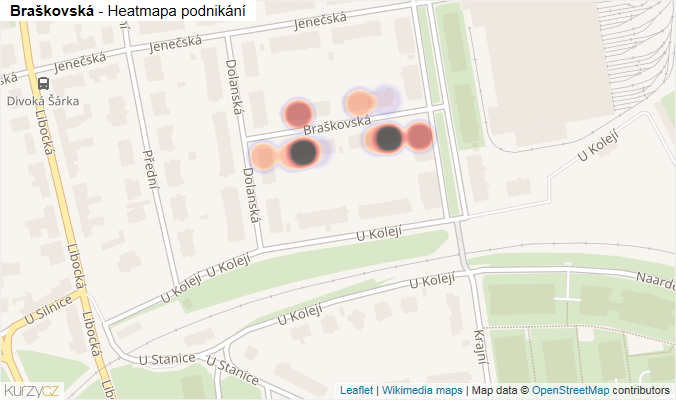 Mapa Braškovská - Firmy v ulici.