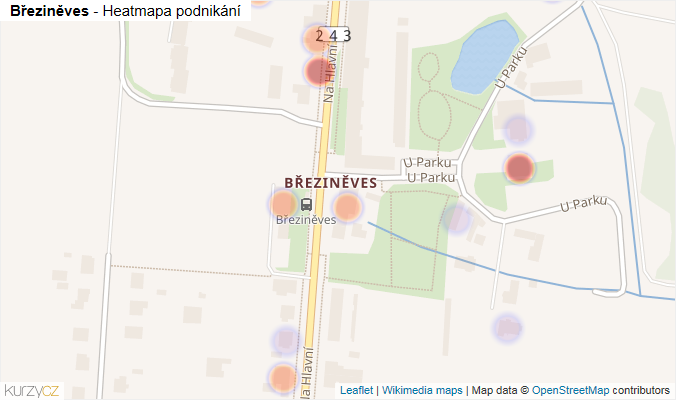 Mapa Březiněves - Firmy v části obce.