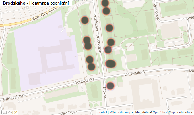 Mapa Brodského - Firmy v ulici.