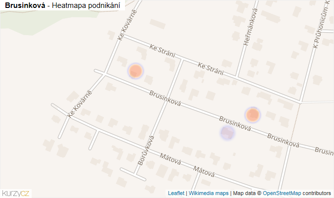 Mapa Brusinková - Firmy v ulici.