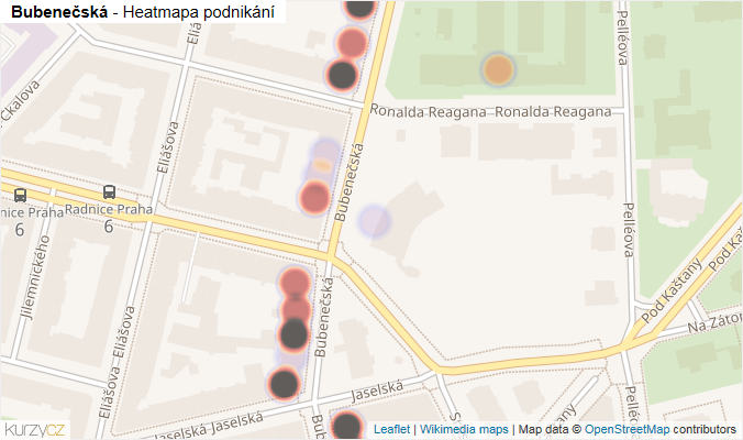 Mapa Bubenečská - Firmy v ulici.