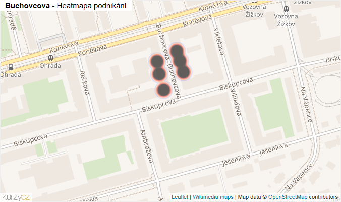 Mapa Buchovcova - Firmy v ulici.