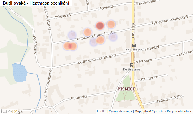 Mapa Budilovská - Firmy v ulici.