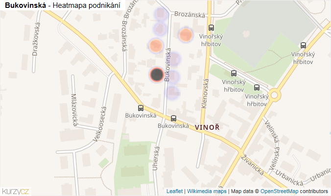 Mapa Bukovinská - Firmy v ulici.