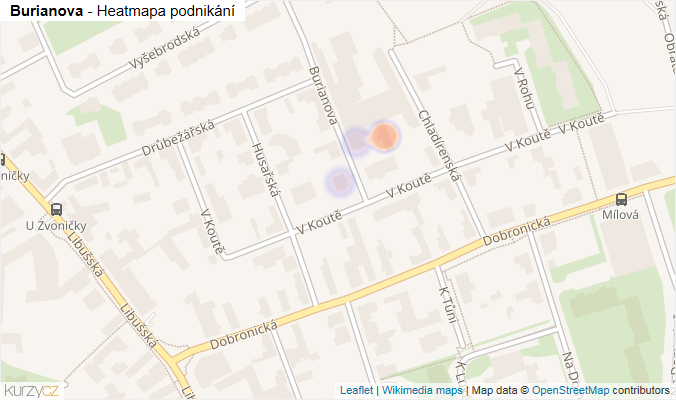 Mapa Burianova - Firmy v ulici.