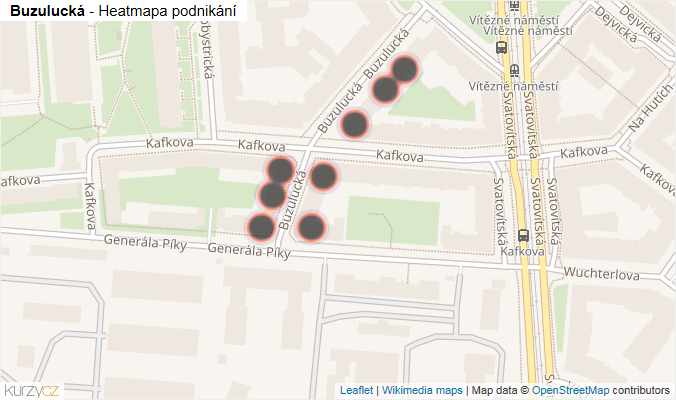 Mapa Buzulucká - Firmy v ulici.
