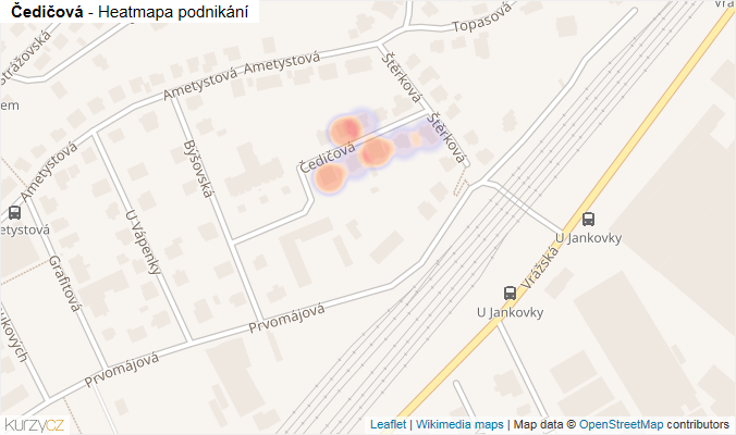 Mapa Čedičová - Firmy v ulici.
