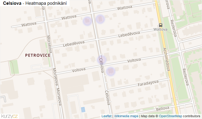 Mapa Celsiova - Firmy v ulici.