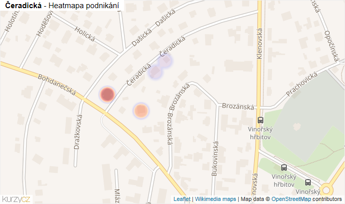 Mapa Čeradická - Firmy v ulici.