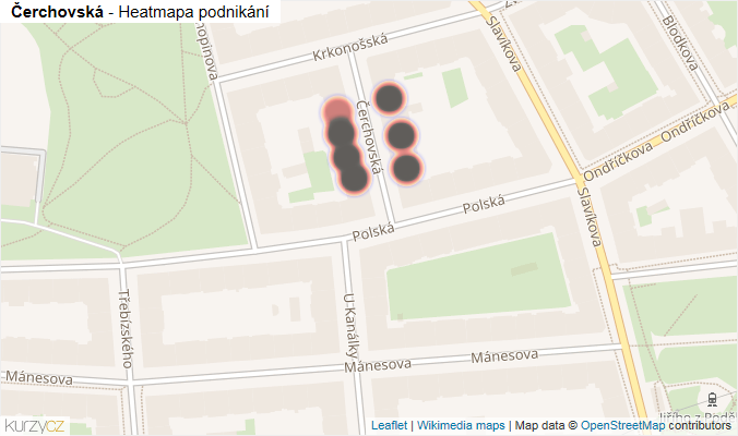 Mapa Čerchovská - Firmy v ulici.