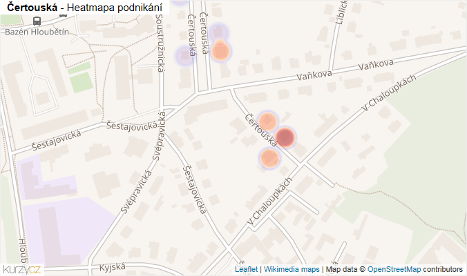 Mapa Čertouská - Firmy v ulici.