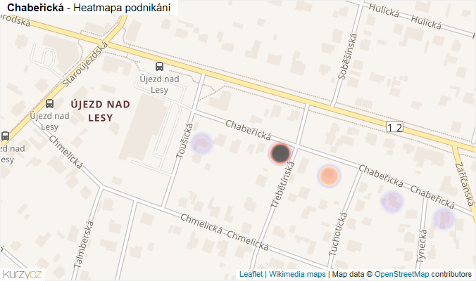 Mapa Chabeřická - Firmy v ulici.