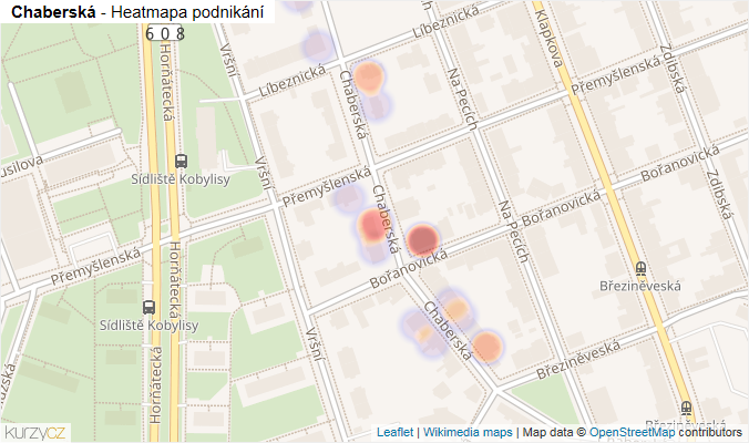 Mapa Chaberská - Firmy v ulici.