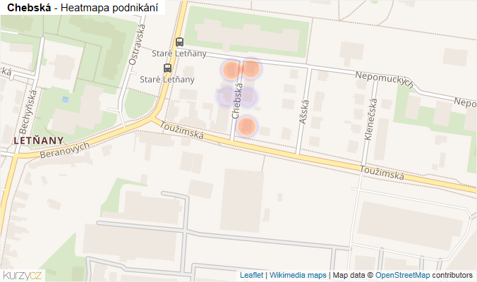 Mapa Chebská - Firmy v ulici.