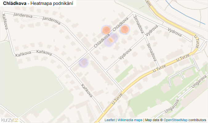 Mapa Chládkova - Firmy v ulici.