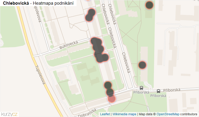 Mapa Chlebovická - Firmy v ulici.