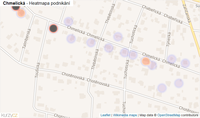 Mapa Chmelická - Firmy v ulici.