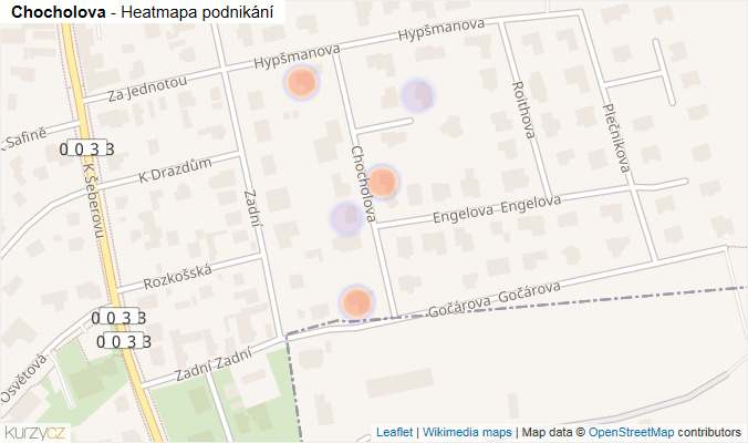 Mapa Chocholova - Firmy v ulici.