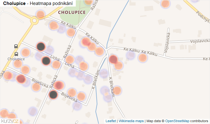 Mapa Cholupice - Firmy v části obce.