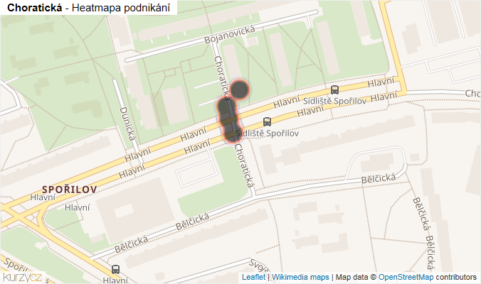 Mapa Choratická - Firmy v ulici.