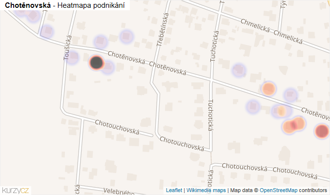 Mapa Chotěnovská - Firmy v ulici.