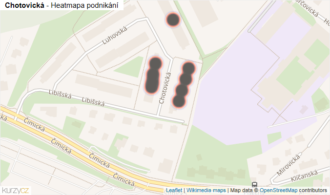 Mapa Chotovická - Firmy v ulici.