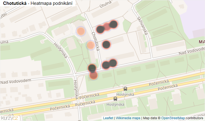 Mapa Chotutická - Firmy v ulici.