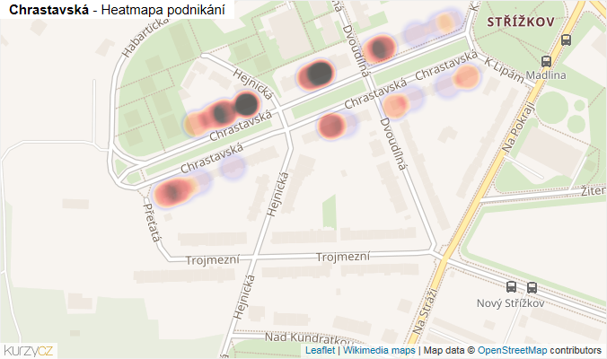 Mapa Chrastavská - Firmy v ulici.