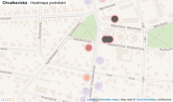 Mapa Chvalkovická - Firmy v ulici.