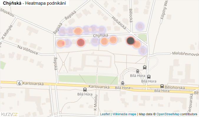 Mapa Chýňská - Firmy v ulici.