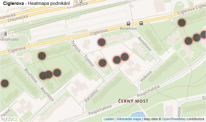 Mapa Cíglerova - Firmy v ulici.