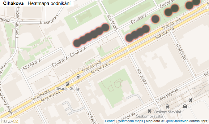 Mapa Čihákova - Firmy v ulici.