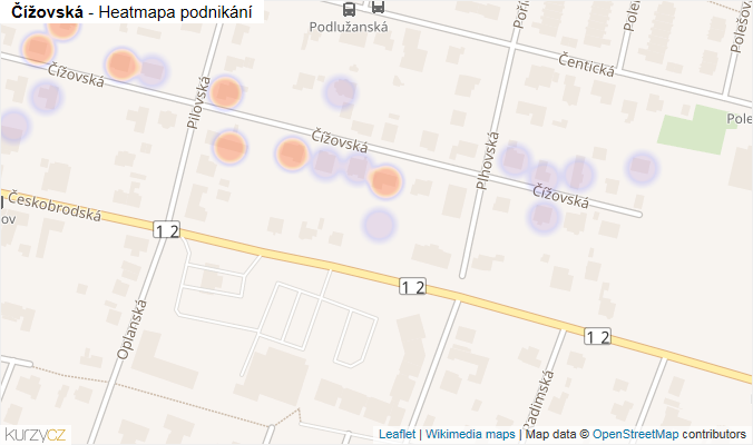 Mapa Čížovská - Firmy v ulici.