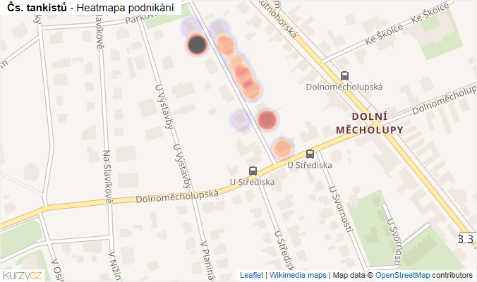 Mapa Čs. tankistů - Firmy v ulici.