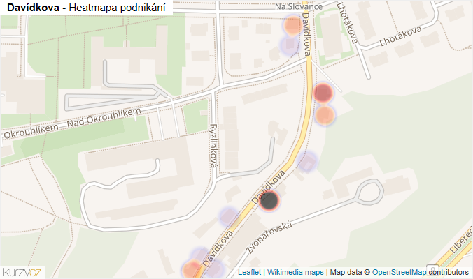 Mapa Davídkova - Firmy v ulici.