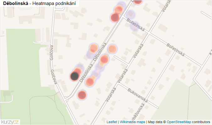 Mapa Děbolínská - Firmy v ulici.