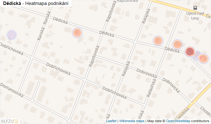 Mapa Dědická - Firmy v ulici.