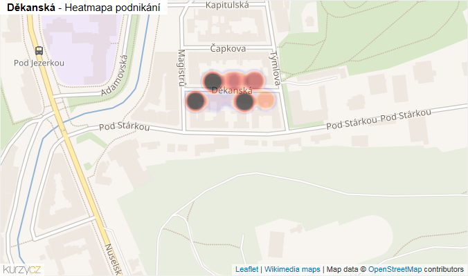 Mapa Děkanská - Firmy v ulici.