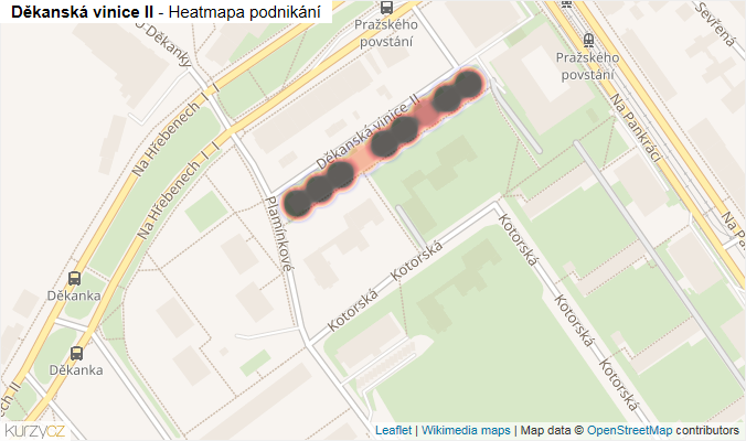 Mapa Děkanská vinice II - Firmy v ulici.