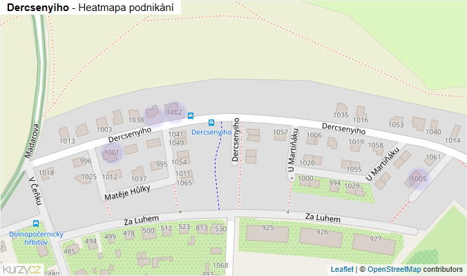 Mapa Dercsenyiho - Firmy v ulici.