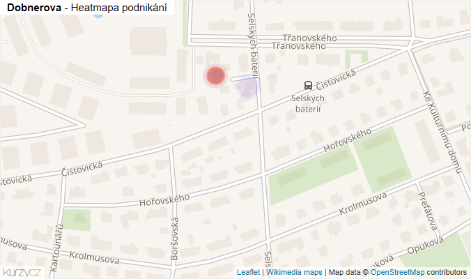 Mapa Dobnerova - Firmy v ulici.