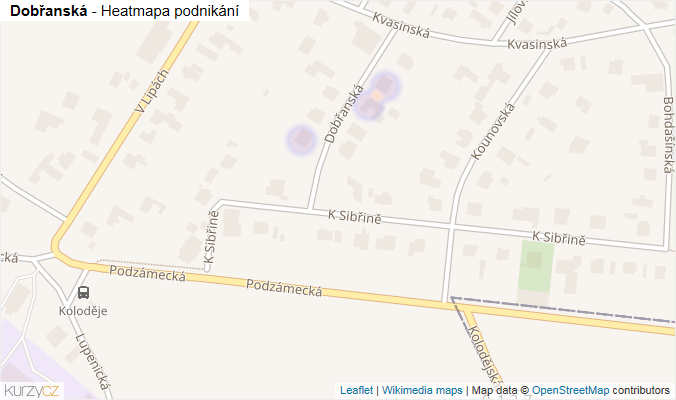 Mapa Dobřanská - Firmy v ulici.
