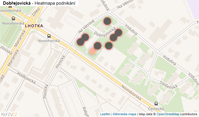Mapa Dobřejovická - Firmy v ulici.