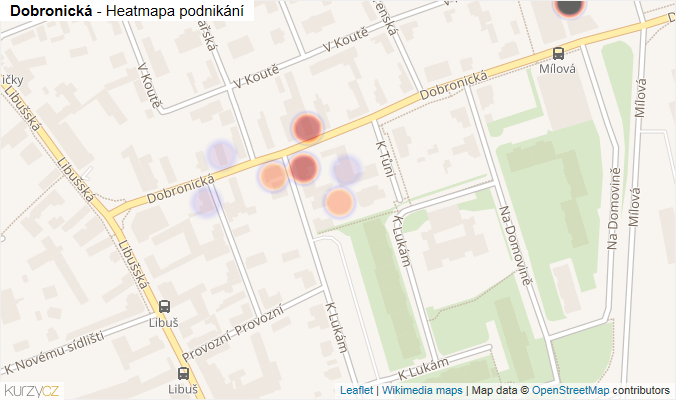 Mapa Dobronická - Firmy v ulici.