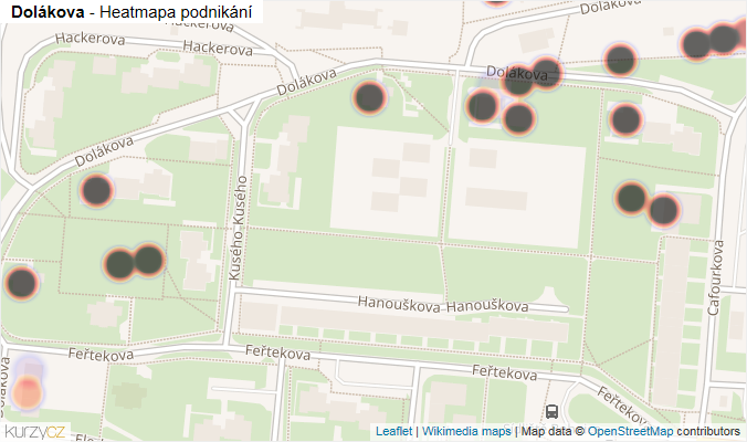 Mapa Dolákova - Firmy v ulici.