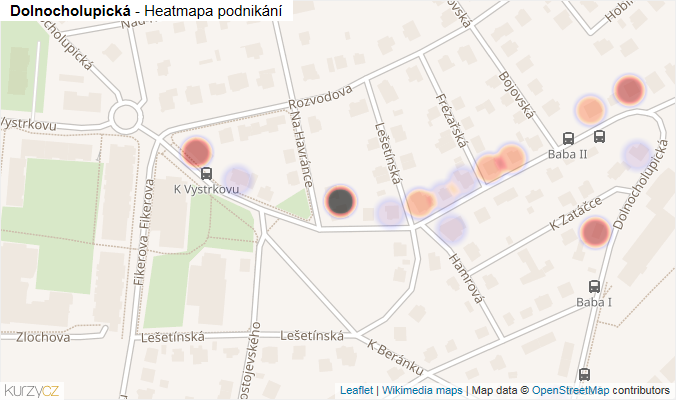 Mapa Dolnocholupická - Firmy v ulici.