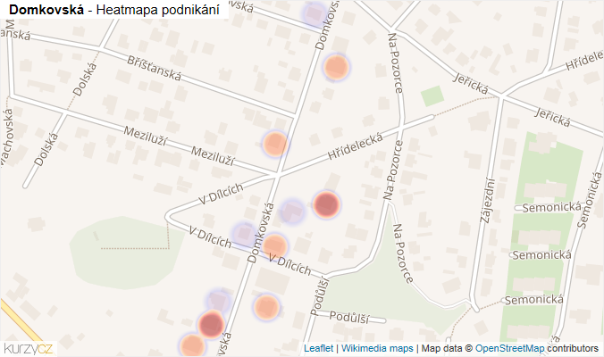 Mapa Domkovská - Firmy v ulici.