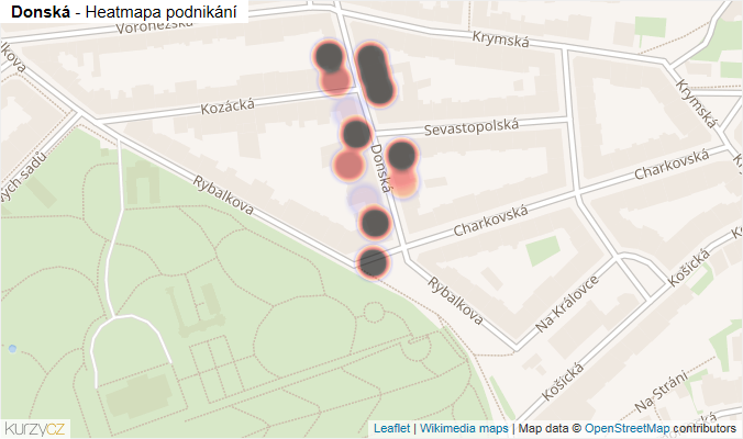 Mapa Donská - Firmy v ulici.